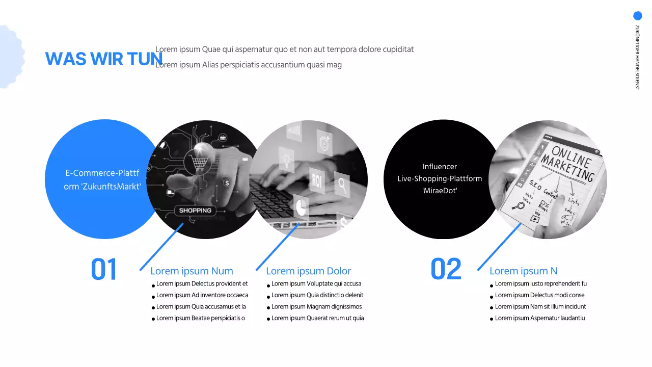 Einfache Online-Präsentation der Jobbörse in Blau und Weiß