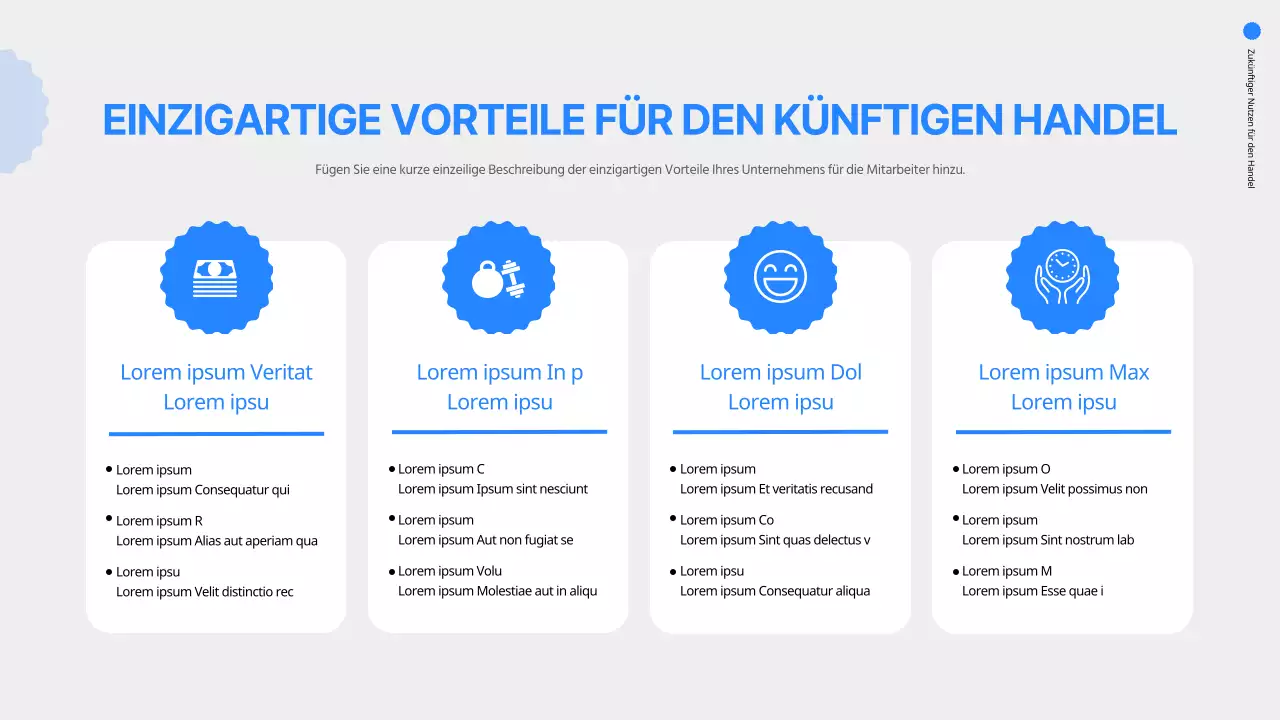 Einfache Online-Präsentation der Jobbörse in Blau und Weiß
