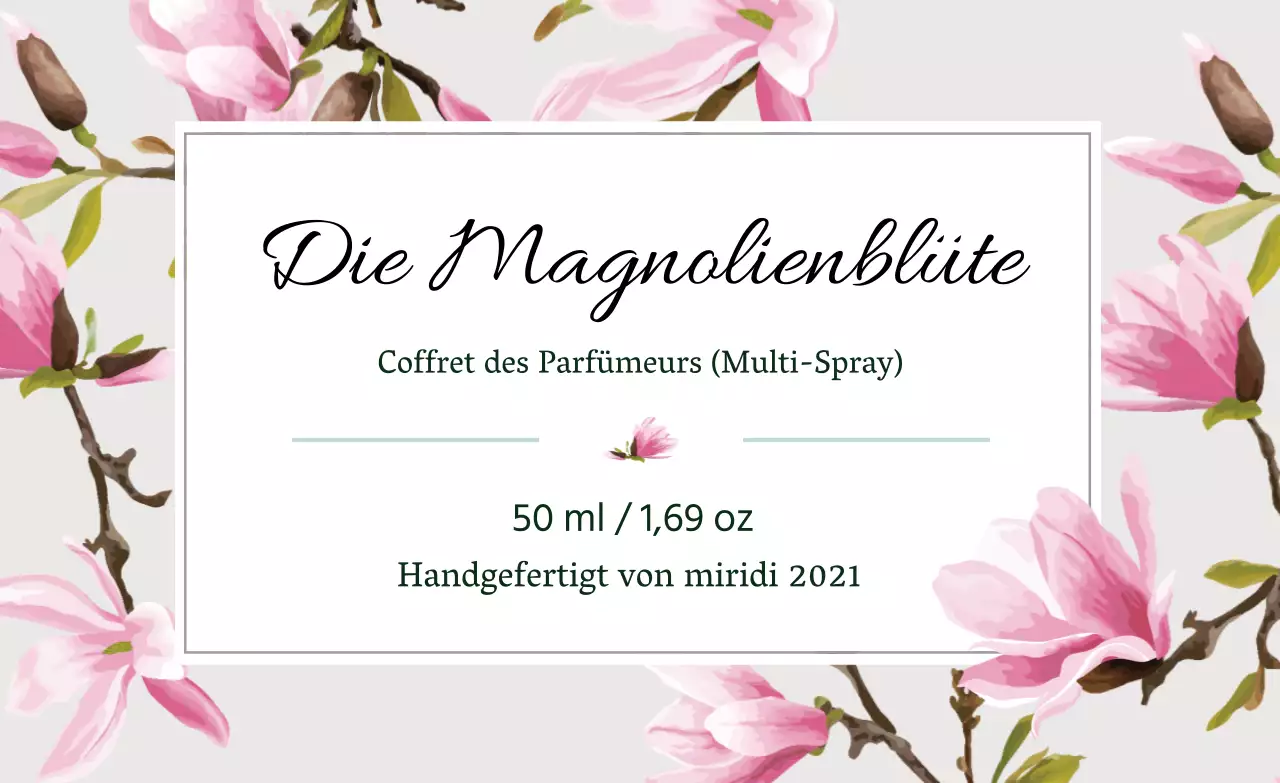 Vintage-Parfüm-Etikett mit grauer Illustration