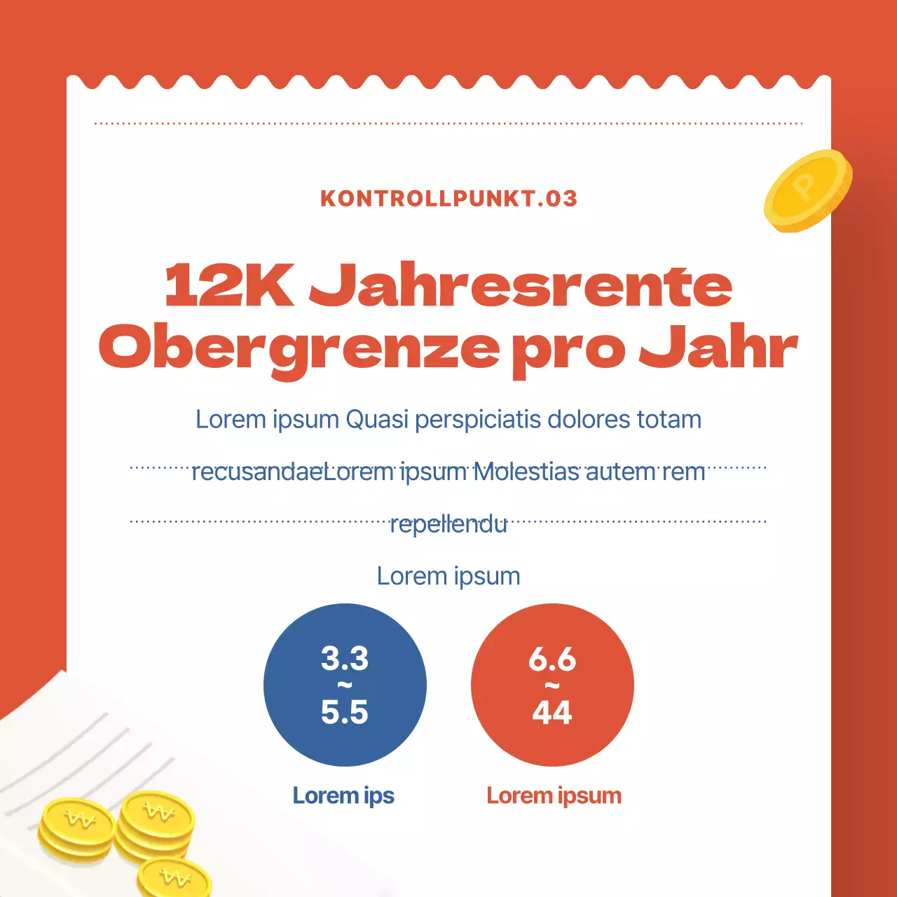 Blaue und rote Quittung Konzept Rentenquittung Steuersparmodelle