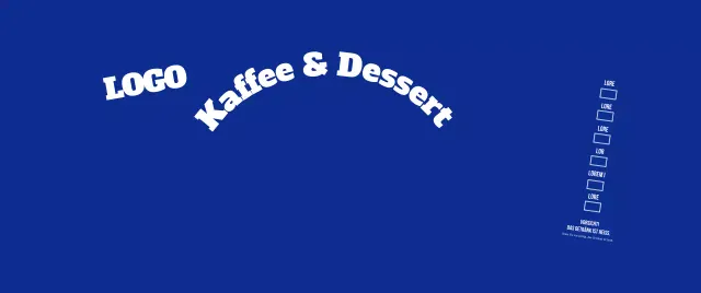 Sauberer Schriftzug in dunklem Marineblau und Weiß für ein Café