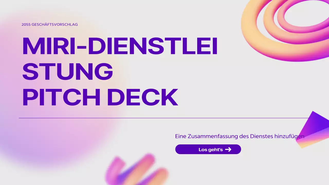 Pitchdeck aus lila 3D-Formverlaufsbildern