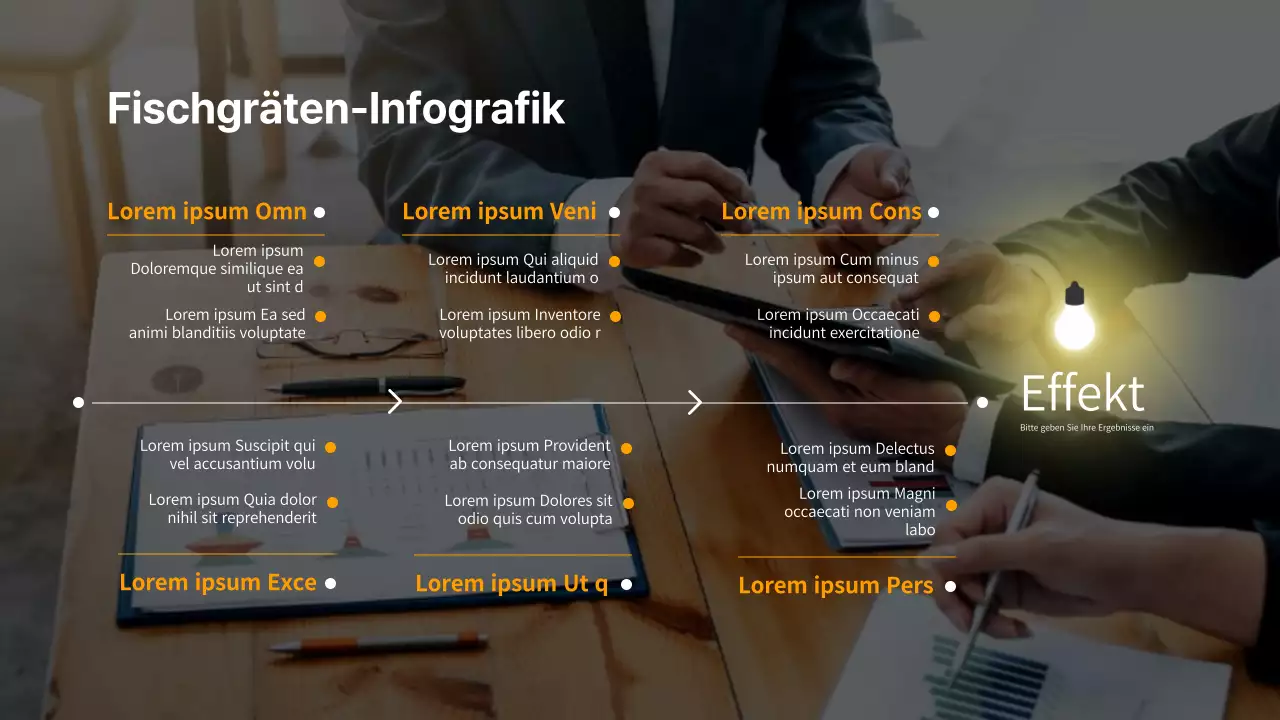 Einfache Fischgräten-Infografik für Unternehmen in Orange