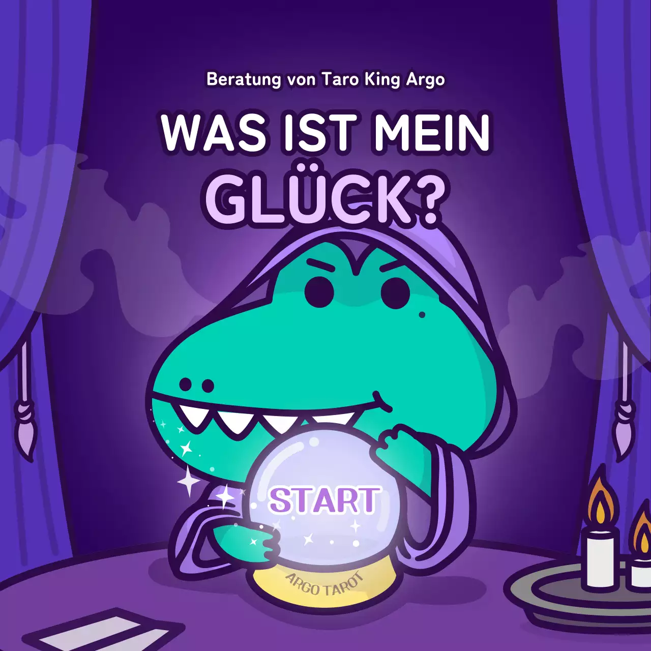 Tarotkarten-Psychologietest mit einem lila Charakterkonzept