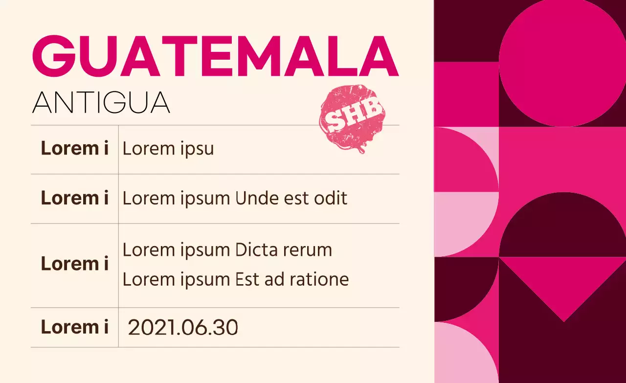 Bunt gemustertes Etikett für Bohnen-zu-Tassen-Kaffee aus Guatemala