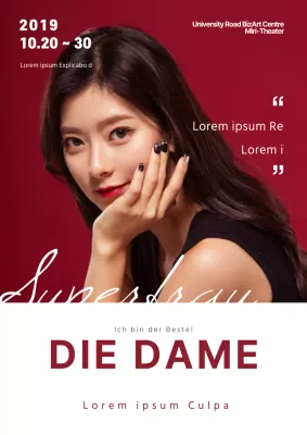 Werben Sie für einen stilvollen Auftritt mit einem Foto einer Schauspielerin in Rot und Weiß