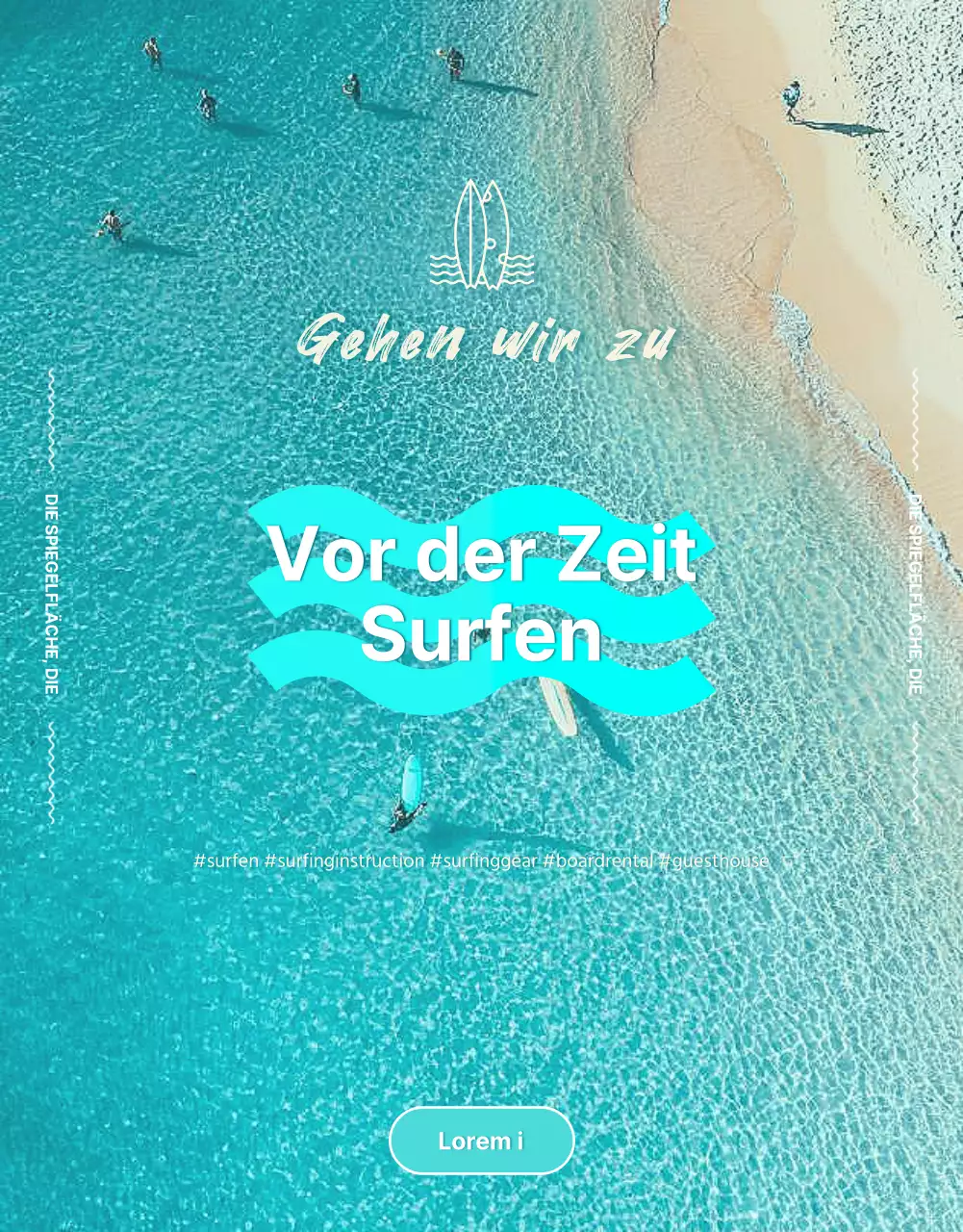 Mintfarbene, erfrischende Surf-Detailseite