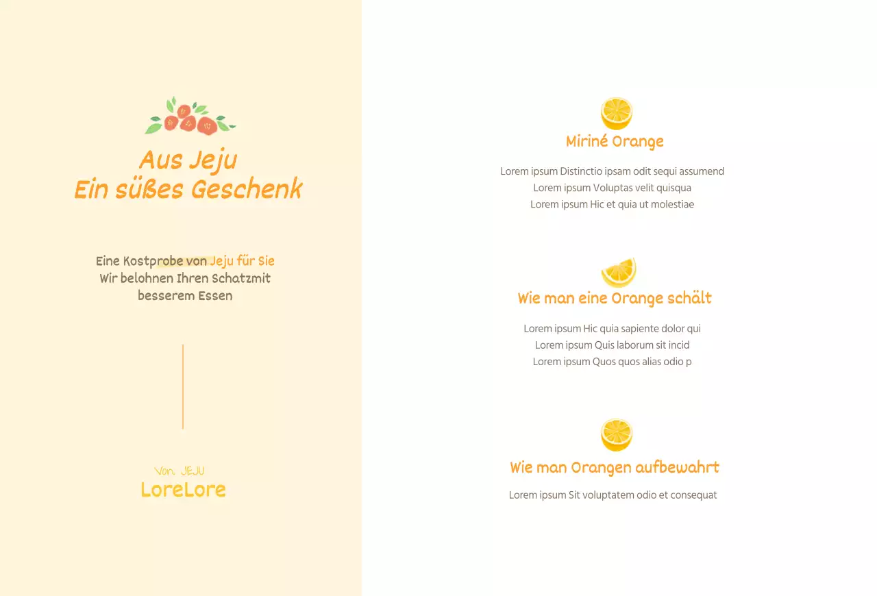 Postkarte mit dem Verkauf von gelben Orangen der Insel Jeju