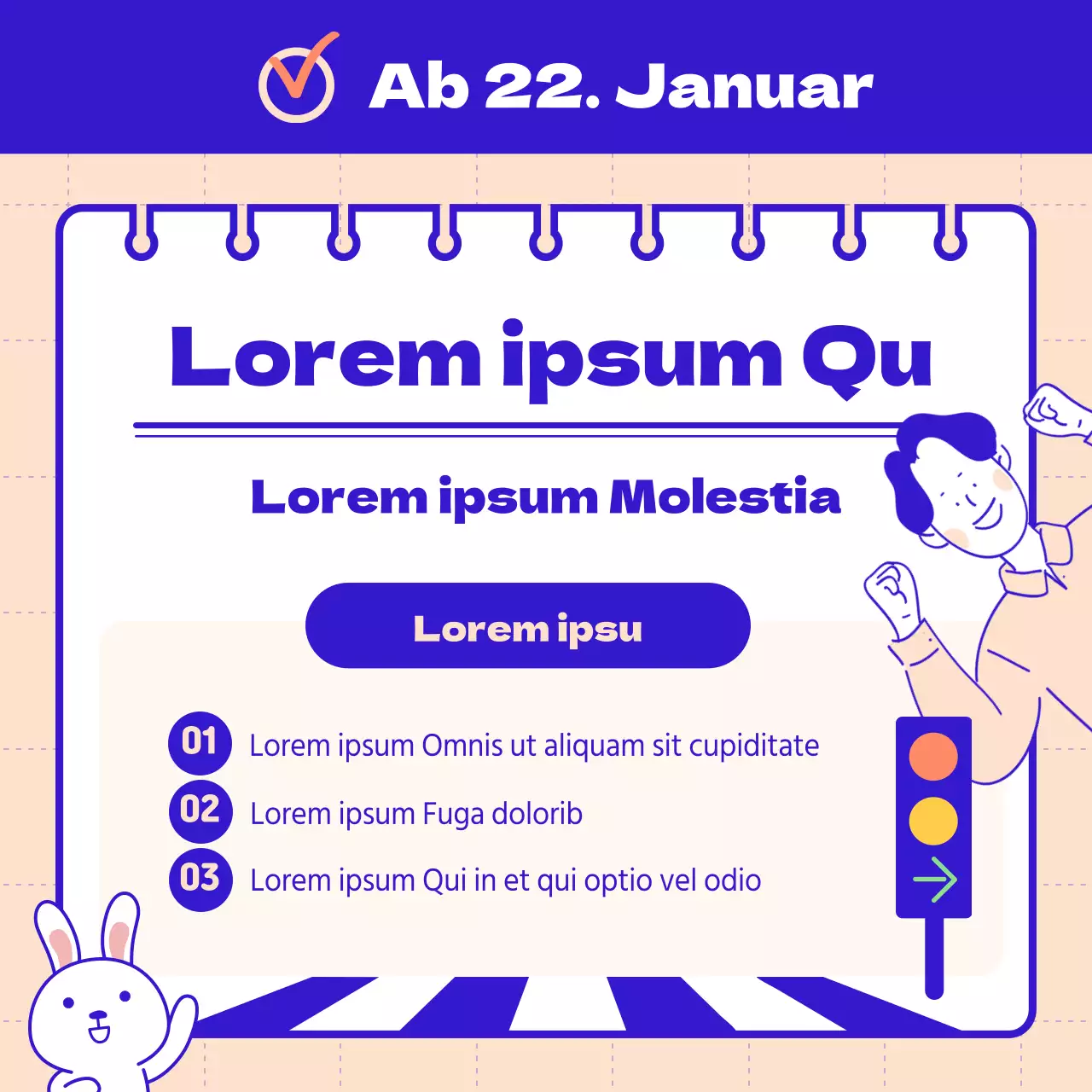 Einführung in die seit diesem Jahr geänderte Politik, die hübsch in blau und rosa gehalten ist