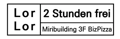 Einfache schwarze Quadrate und Text für die Parkbestätigung