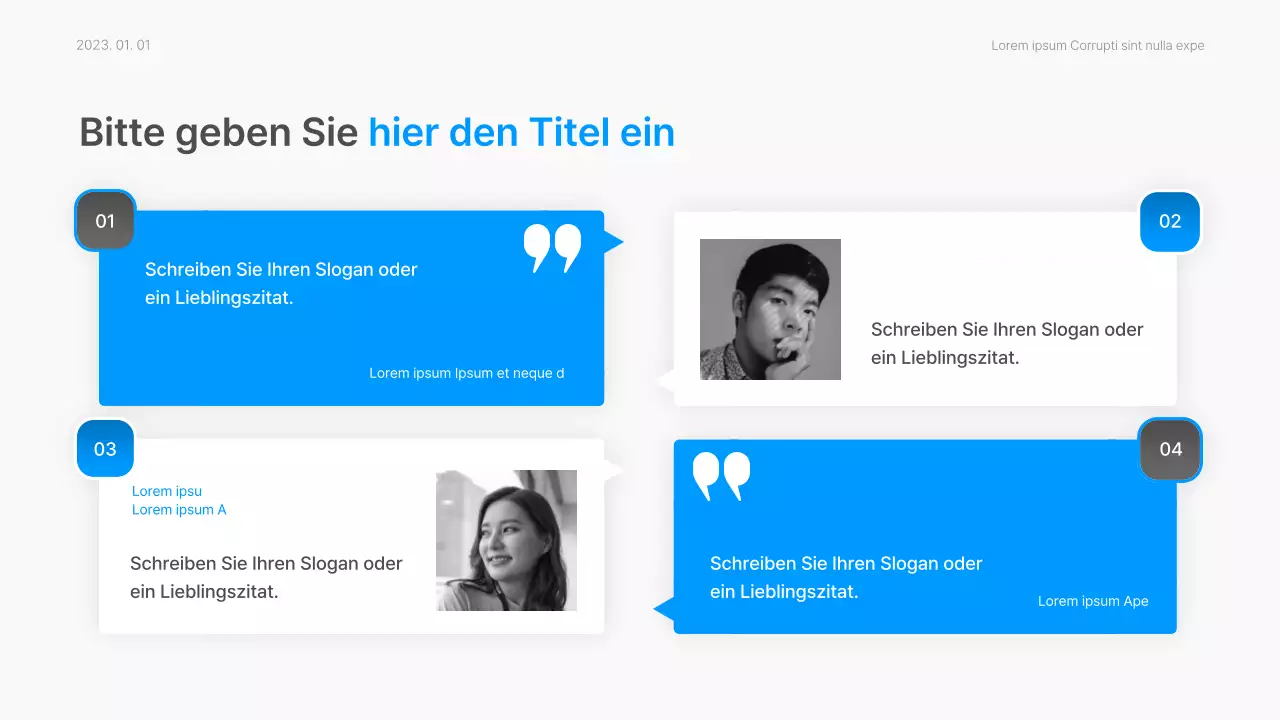 Geschäftsbericht mit einem modernen Farbverlauf in Weiß und Blau