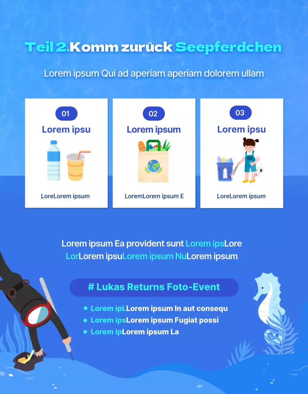 Seepferdchen, das bedrohte Meerestier im blauen, kühlen WasserDetails zur Finanzierung des Seepferdchenschutzes