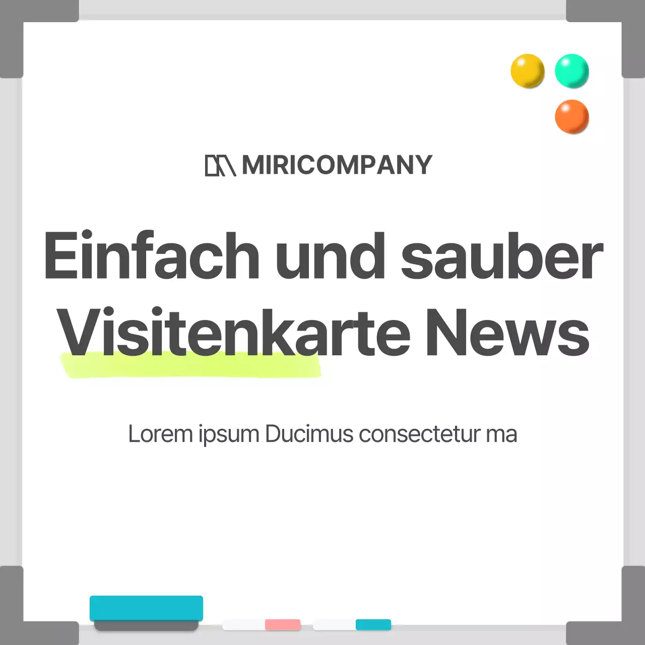 Business in einem weißen, einfachen Whiteboard-Rahmen