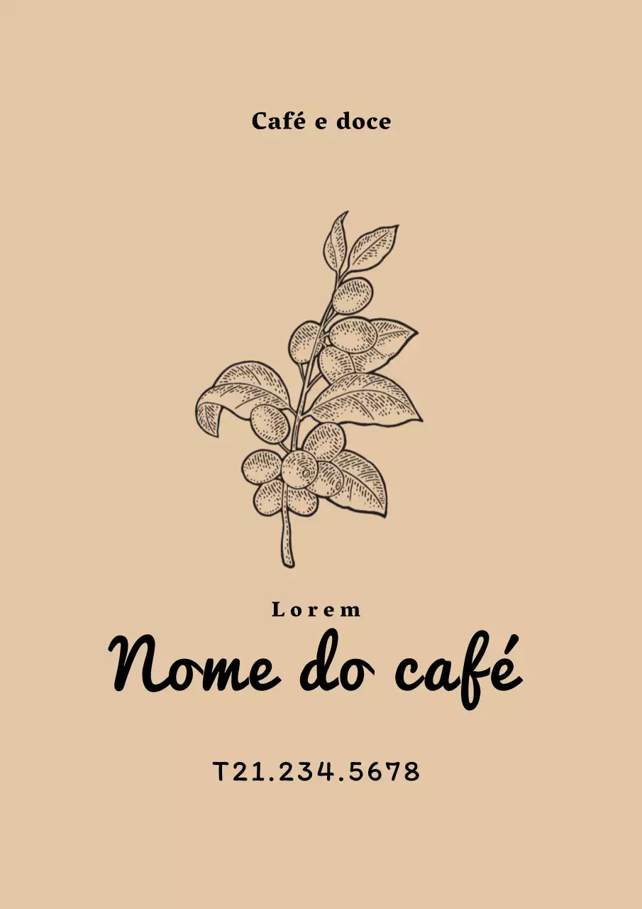 Promoção de café vintage com ilustração bege