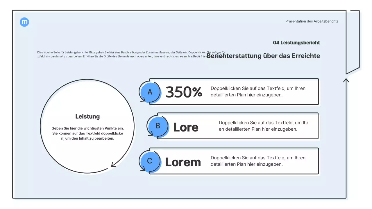 Punktformen mit hellblauen Pfeilen Business Presentation Kit
