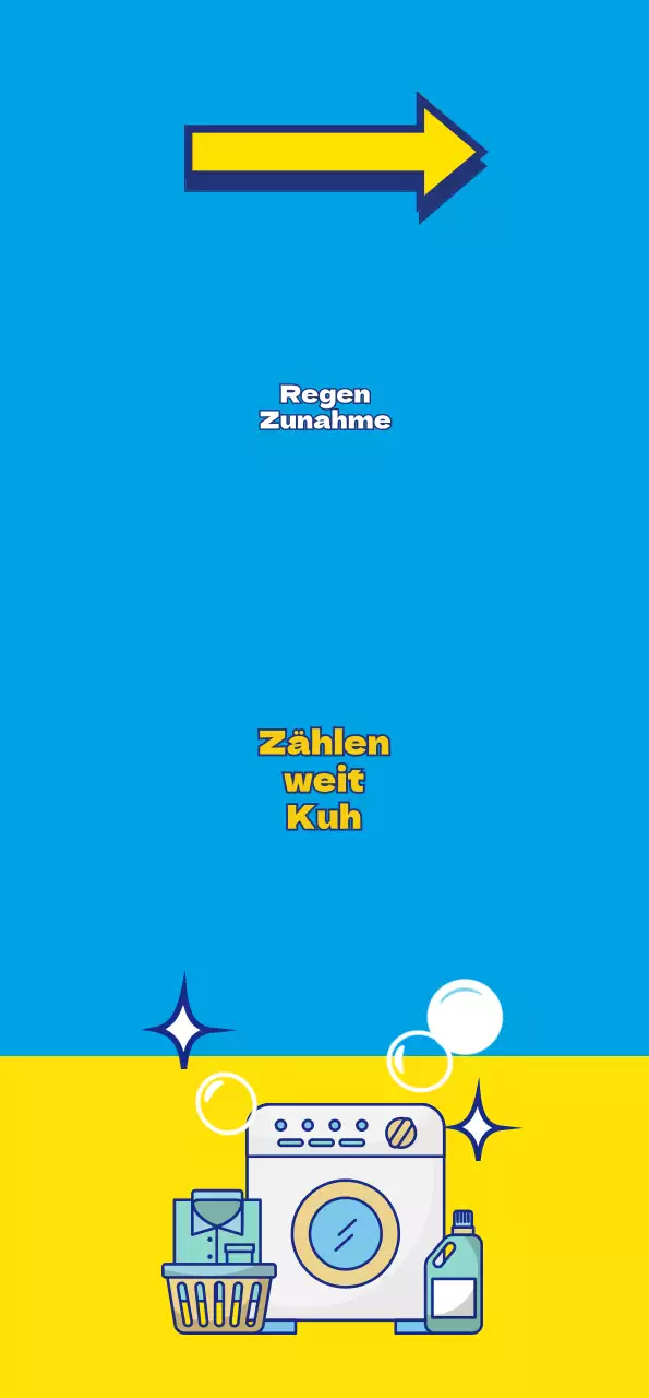 Waschsalon-Banner mit Wäsche-Symbol in gelber Punktfarbe auf blauem Hintergrund