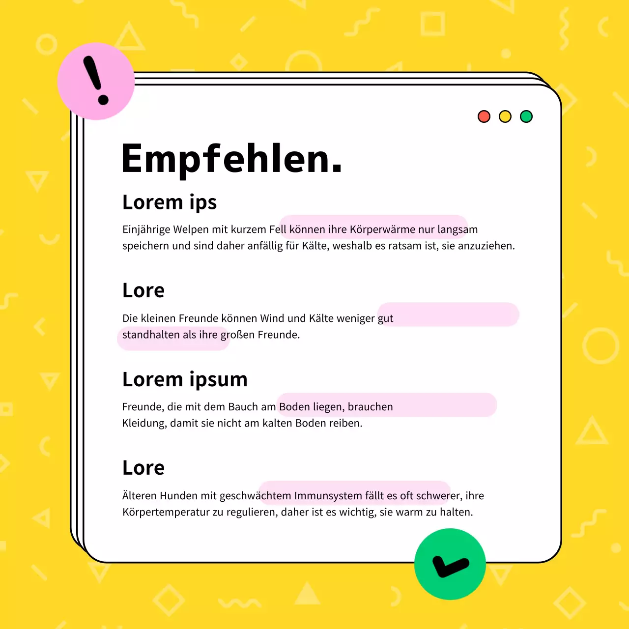 Blaue und gelbe rosa Hundebekleidung Social Media Vorlage