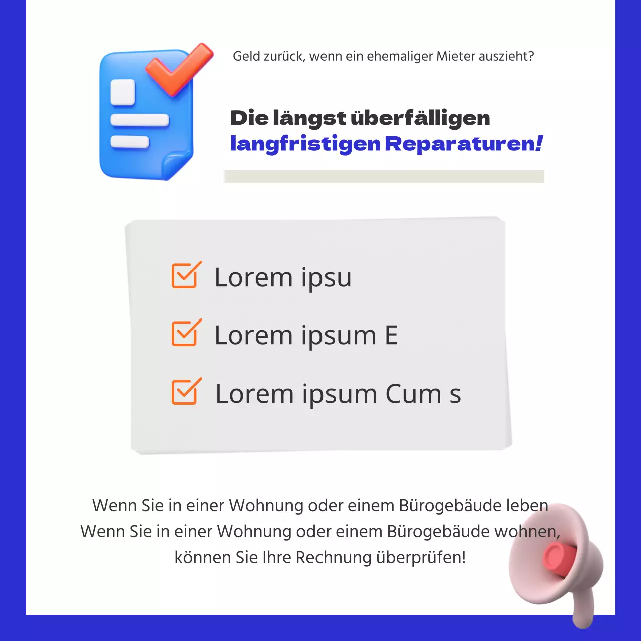 Kartennachrichten über die blau-orangefarbene Herbstumzugssaison Langzeitreparaturzulage
