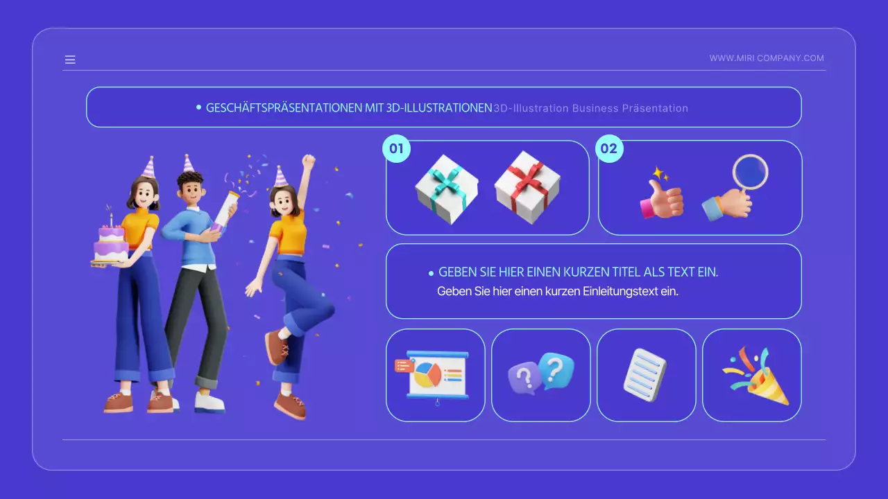 Kitschige Markteinführungsanzeige mit niedlichen blauen Illustrationen