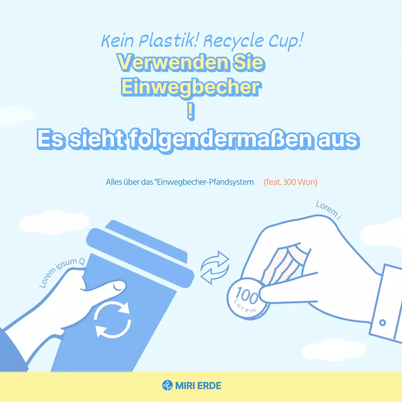 Einfache Einwegbecher in Hellblau und leuchtendem GelbBereitgestellt von CardNews