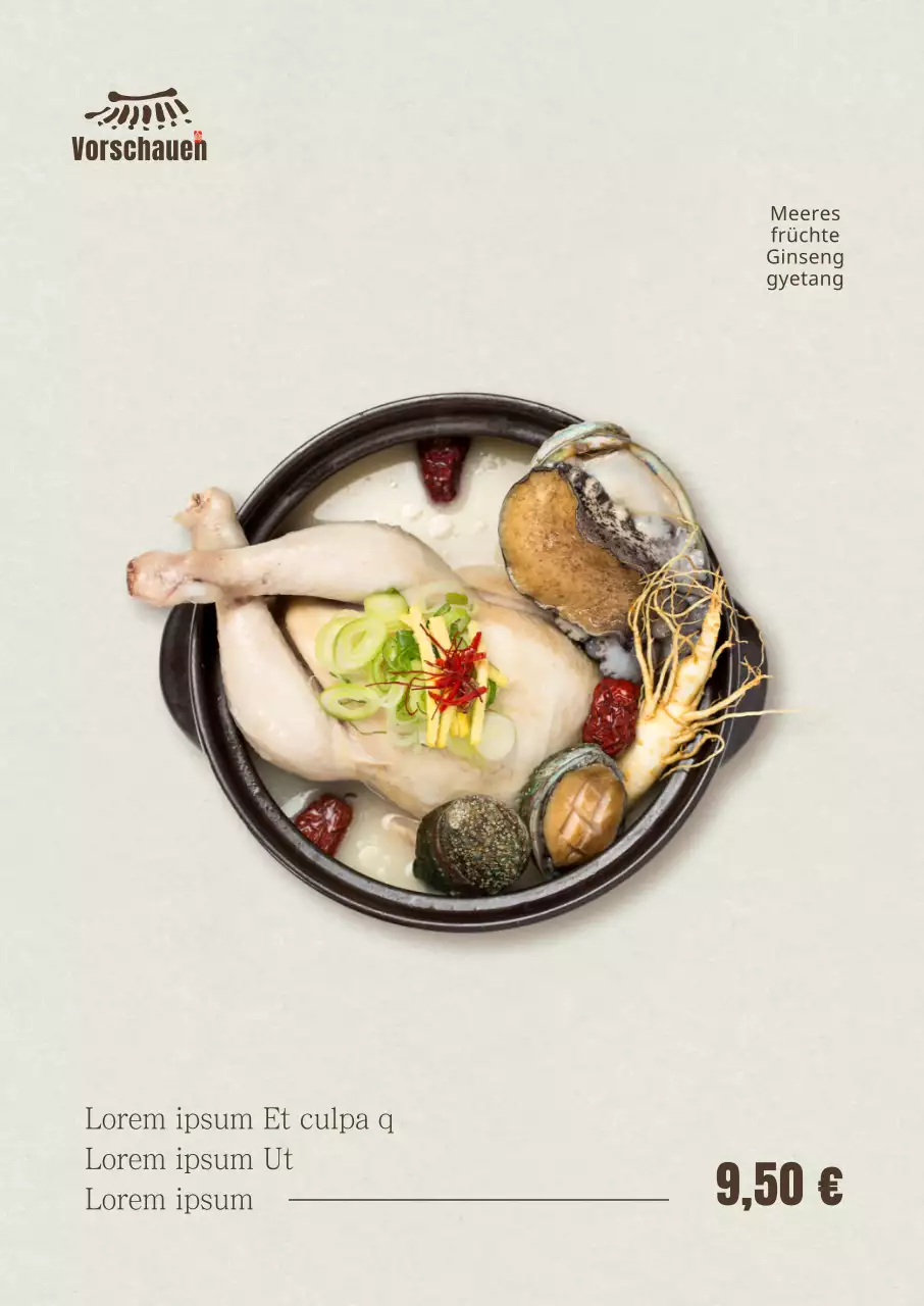 Einfaches Meeresfrüchte-Samgyetang-Vertikal-Poster