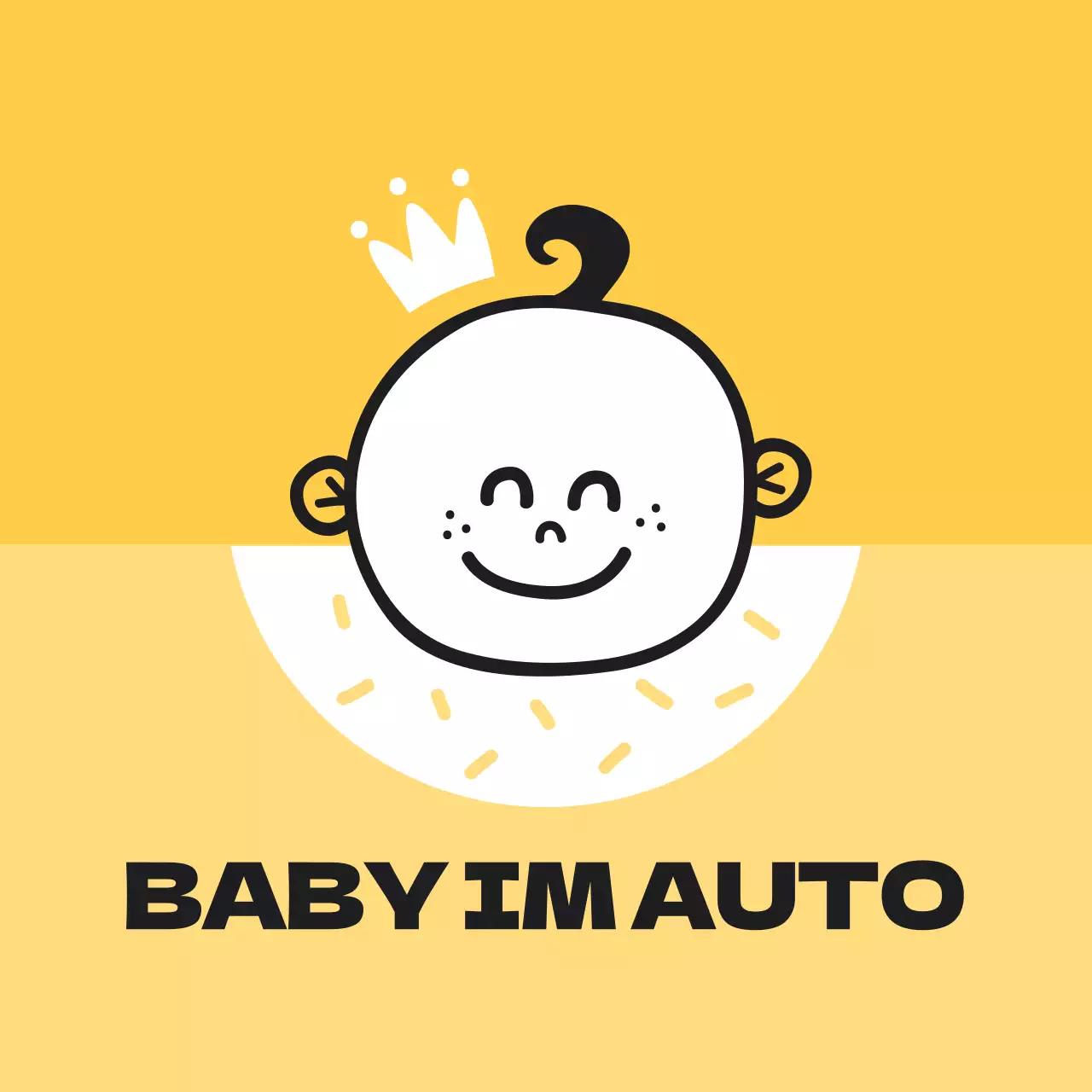 Gelbe Illustration eines reitenden Kindes