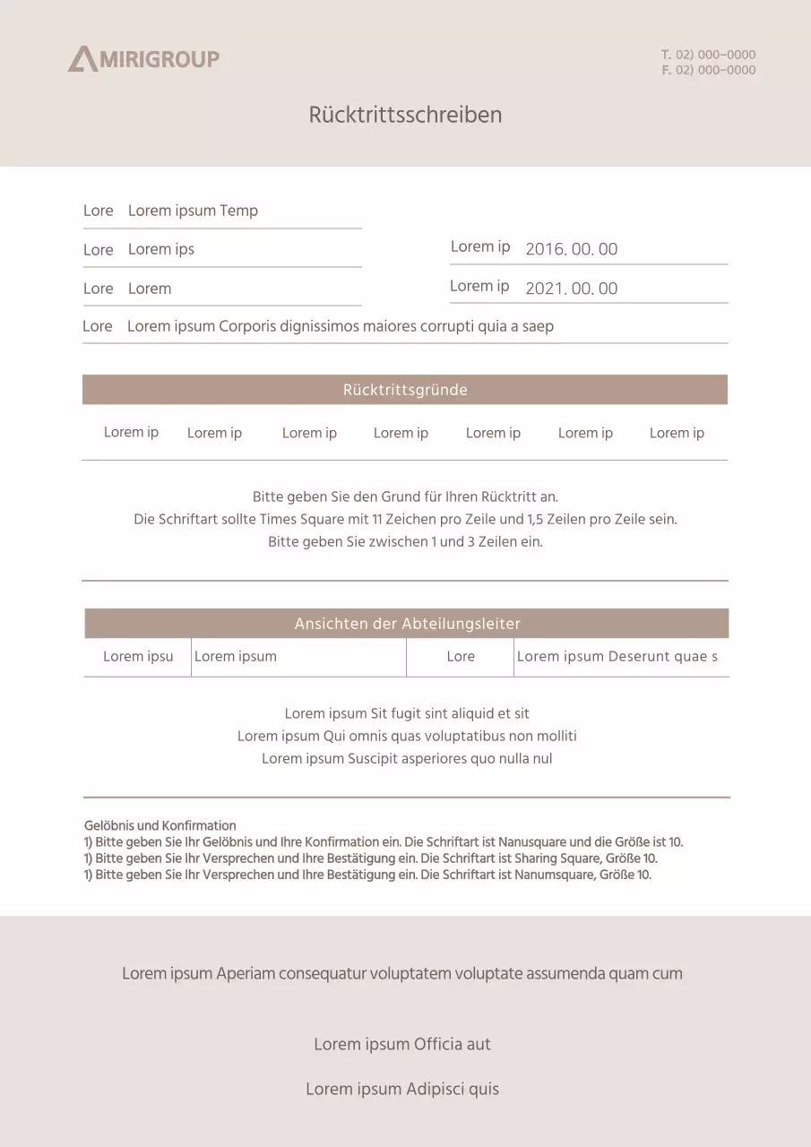 Ein beigefarbenes, Ton in Ton gehaltenes Rücktrittsschreiben