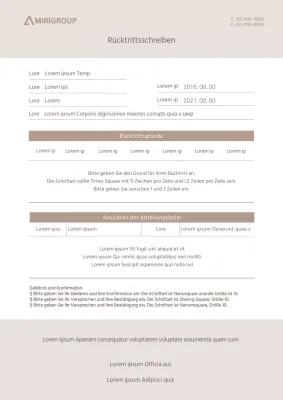 Ein beigefarbenes, Ton in Ton gehaltenes Rücktrittsschreiben