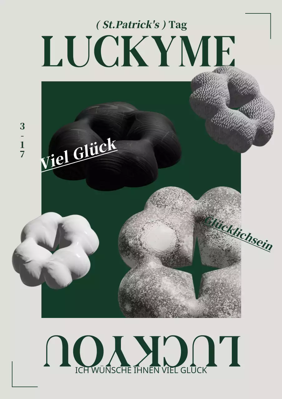 Kunstwerk mit der grünen vierblättrigen Kleeblatt-Textur