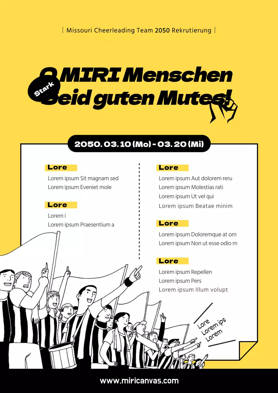 Wie man einen Cheerleading-Club mit einem gelben und schwarzen Cheerleader Illustration Konzept zu rekrutieren