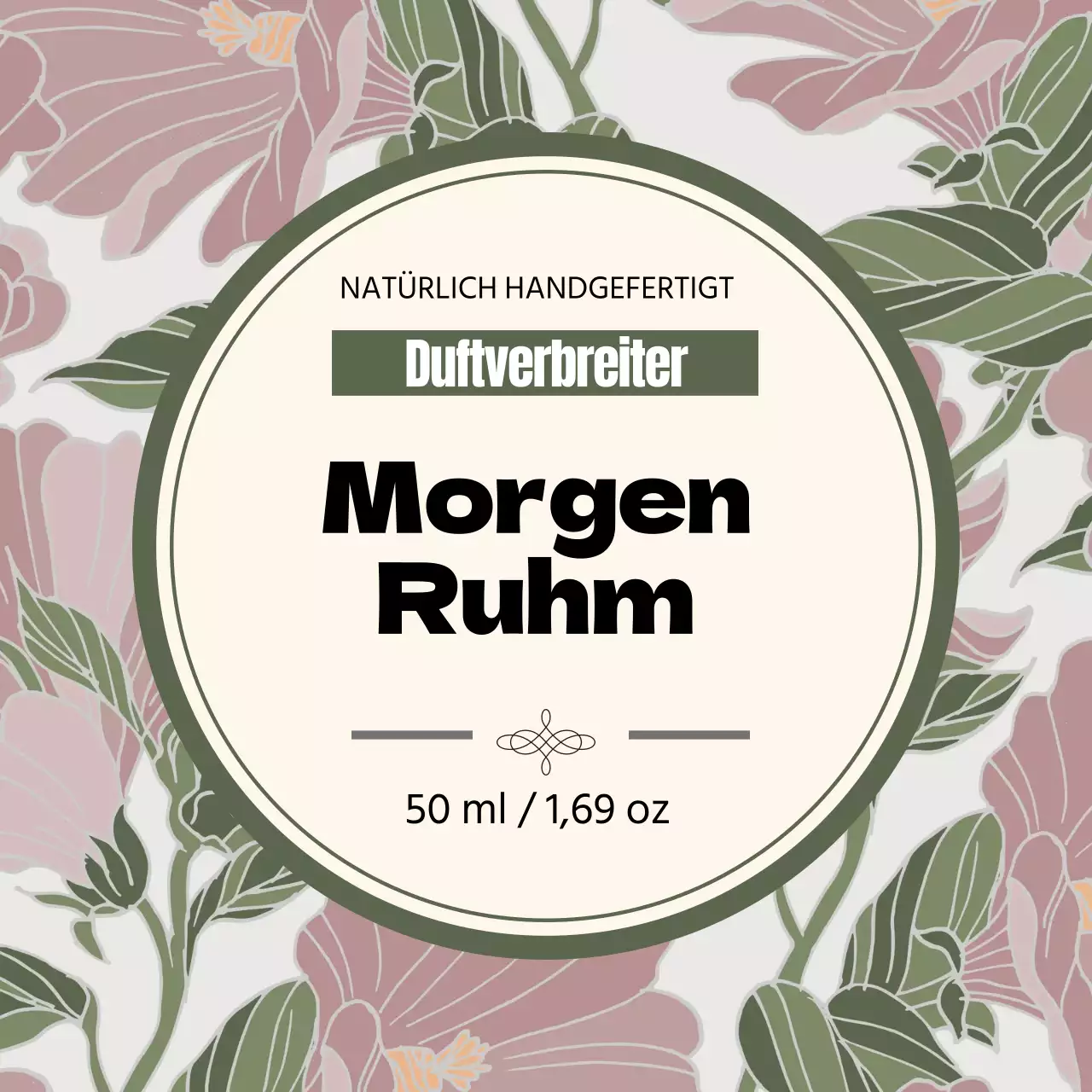 Vintage Parfüm Etikett mit grüner Illustration