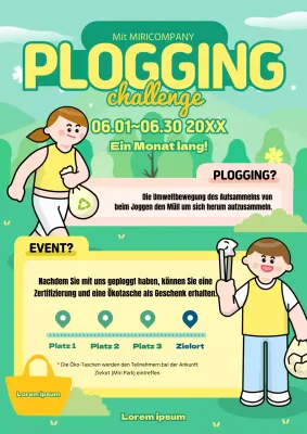 Nette grüne und gelbe Illustration Konzept Auspeitschen Herausforderung Veranstaltung