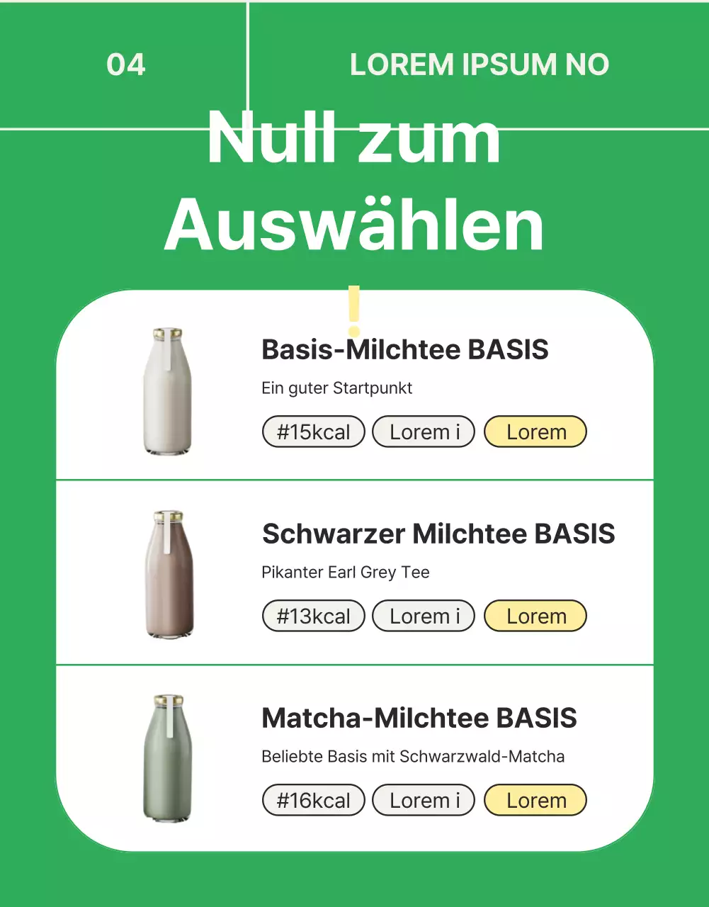 Förderung von grünem, einfachem Null-Milch-Tee