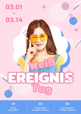 Veranstaltungen zum Weißen Tag in Rosa und Hellblau