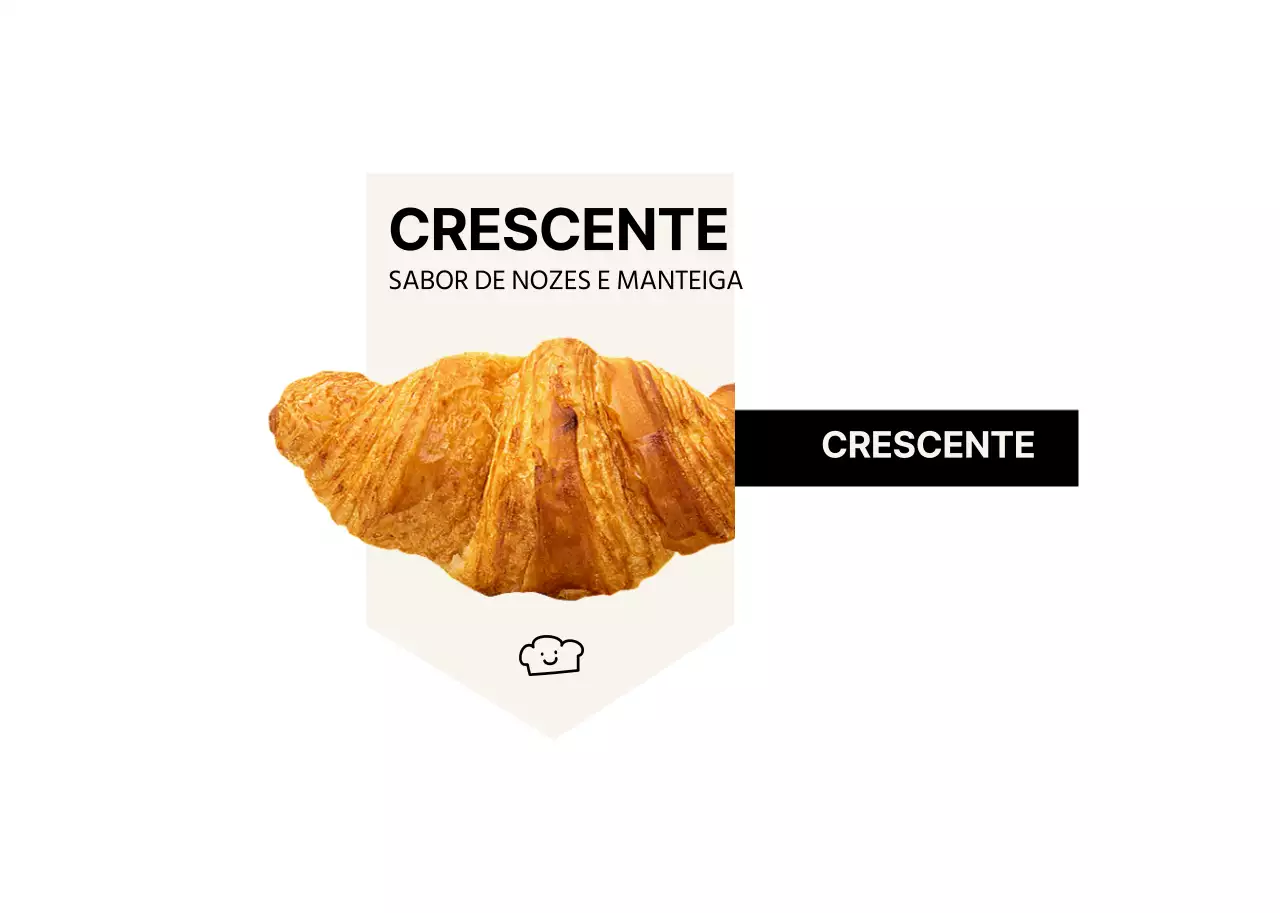No interior de um menu de padaria com um design simples que apresenta imagens de pão verdadeiro em preto e marfim.