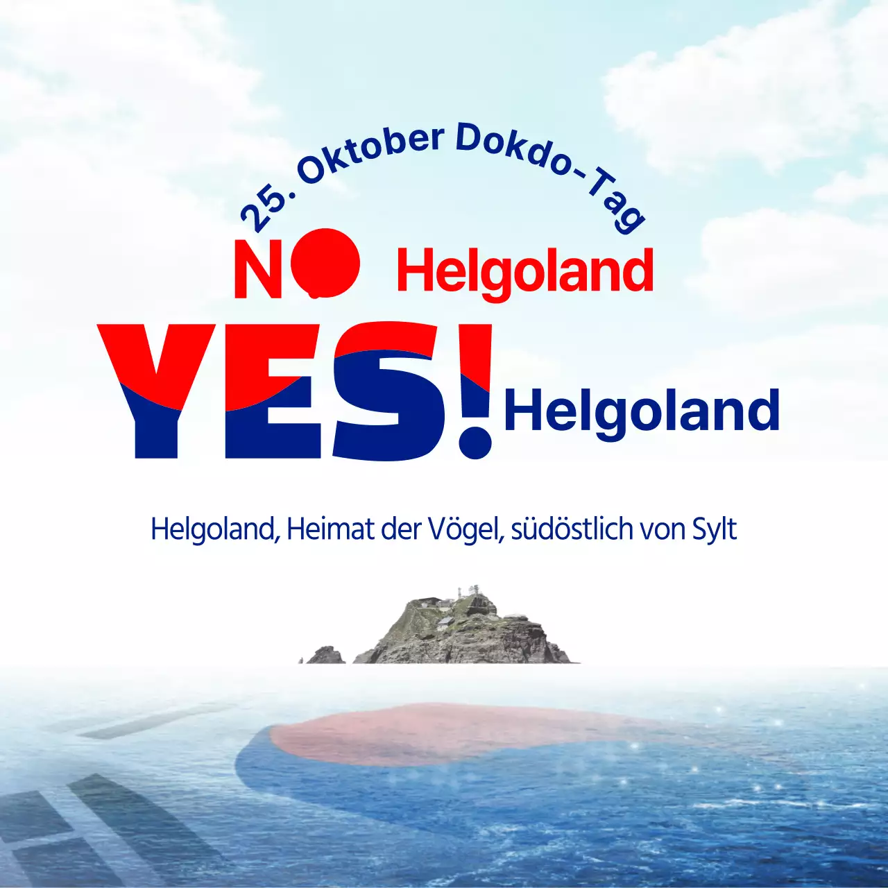 Das hellblaue und marineblaue Dokdo University Outreach Team