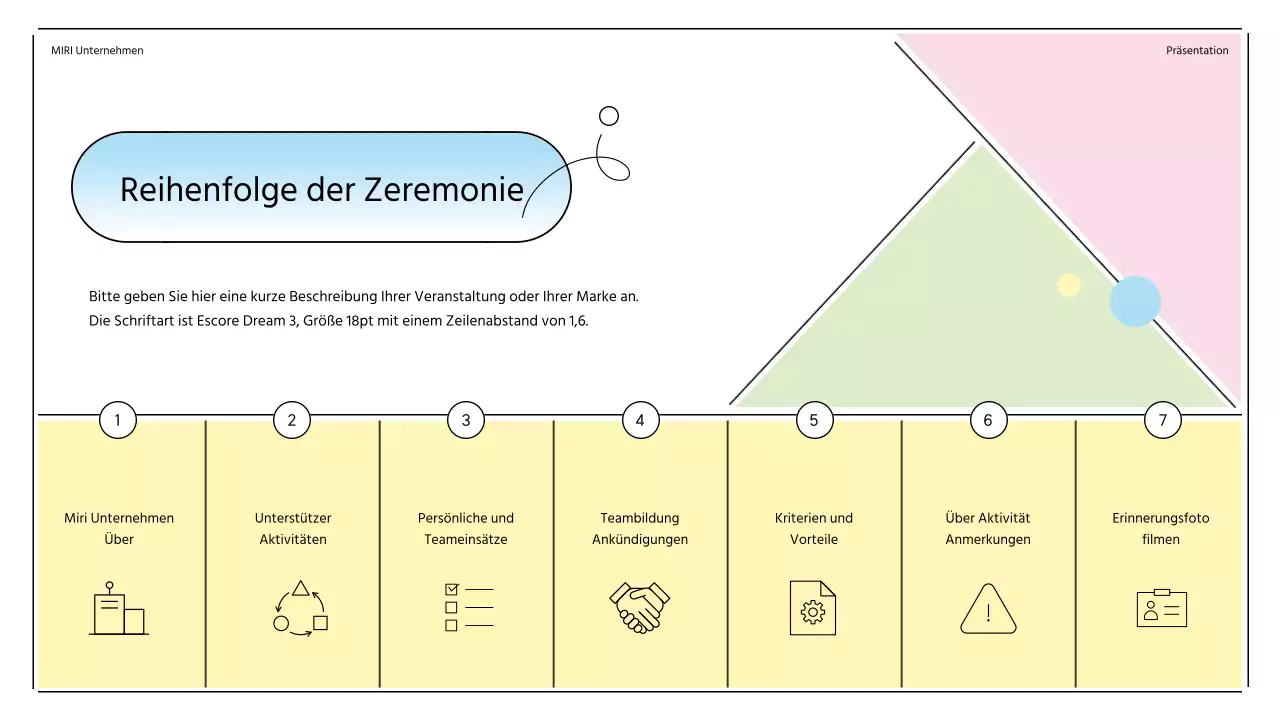 Einweihungsfeier der Unterstützer mit pastellfarbenen Sonnenrahmenformen