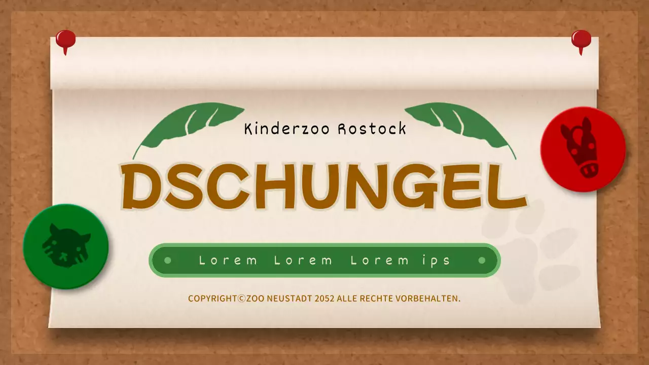 Braun und Grün Memo Board Konzept Dschungel Geschichte