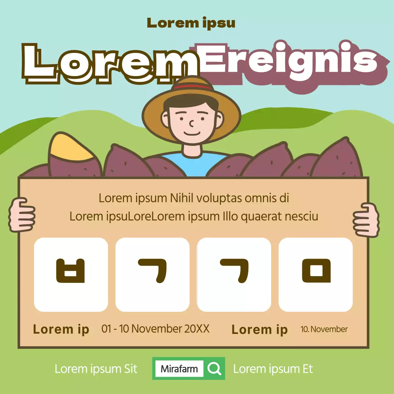 Grün Niedliche Süßkartoffel Illustration Herbst Superhelden Event Instagram Social Media