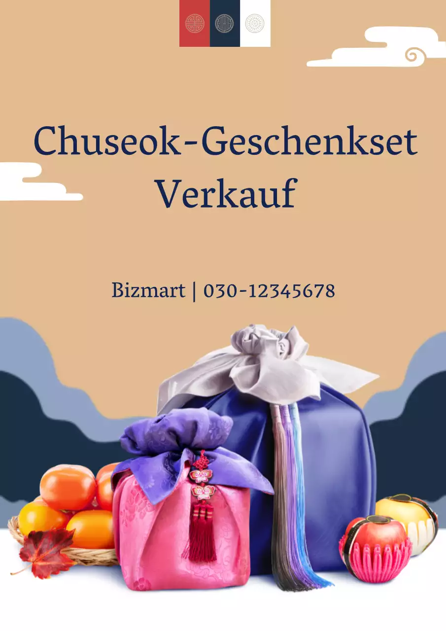 Silvesterverkauf mit Fotos von luxuriösen Geschenkboxen in Beige und Marineblau