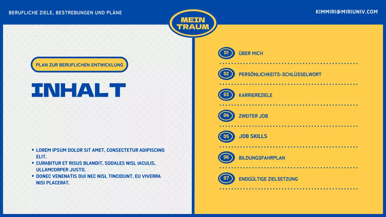 Blauer und gelber College-Laufbahnplan