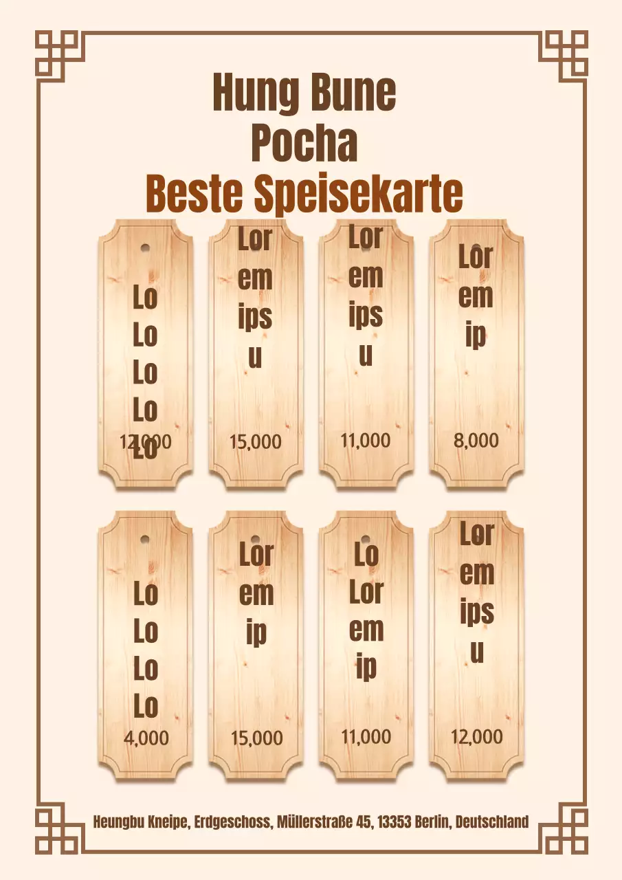 Yakitori-Menü aus braunem Holz