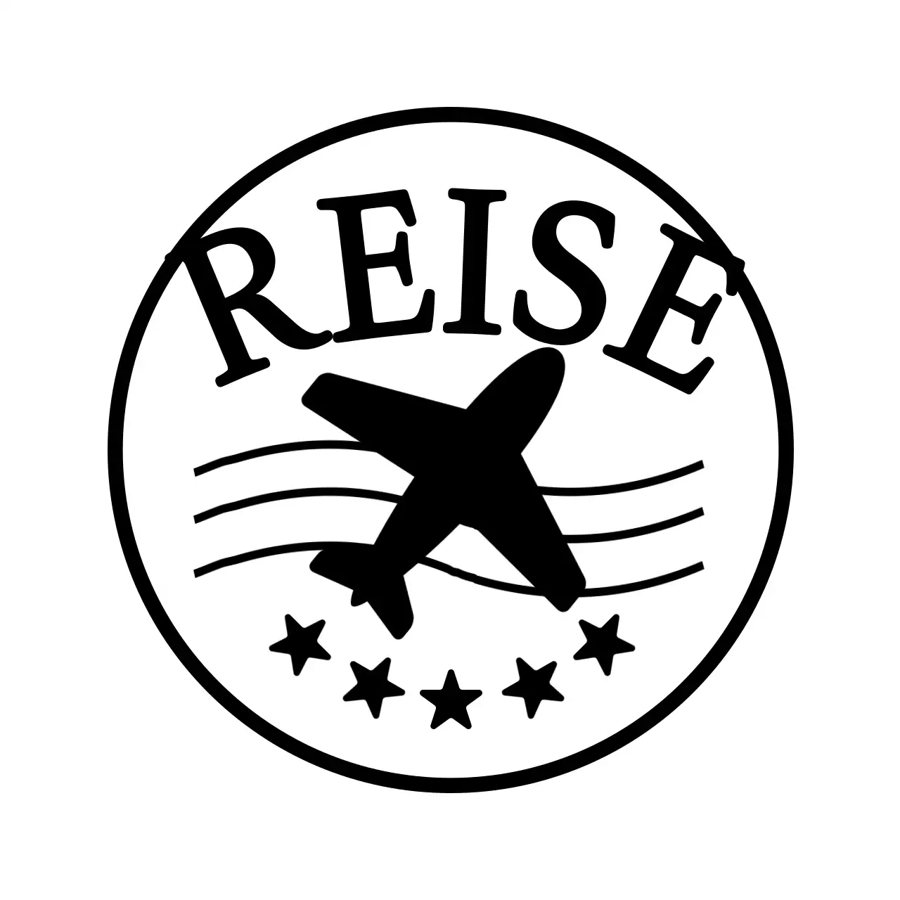 Reisekonzept mit schwarzen Sternen und Flugzeug Illustration