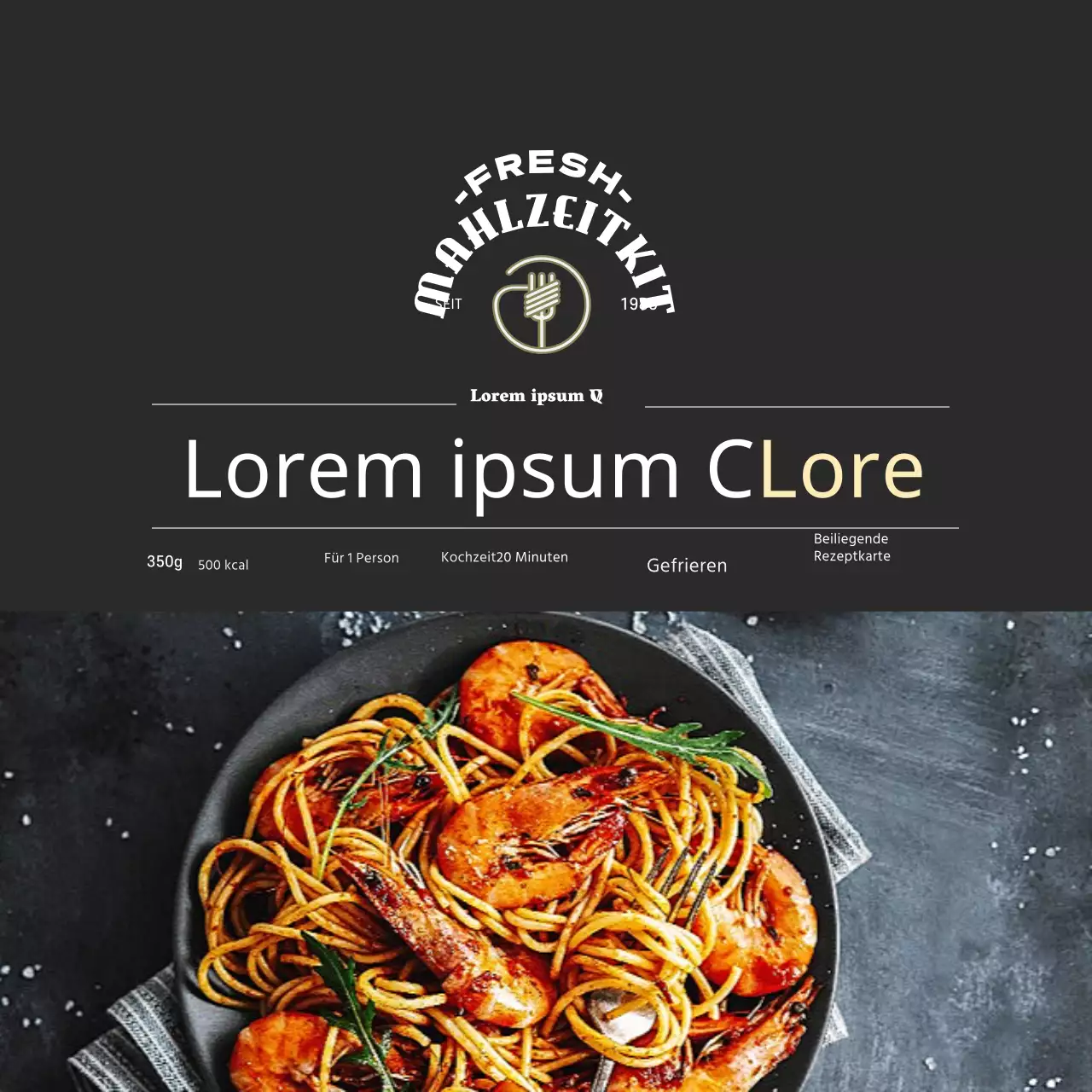 Schwarzes luxuriöses Restaurant Pasta Mahlzeit Kit Aufkleber