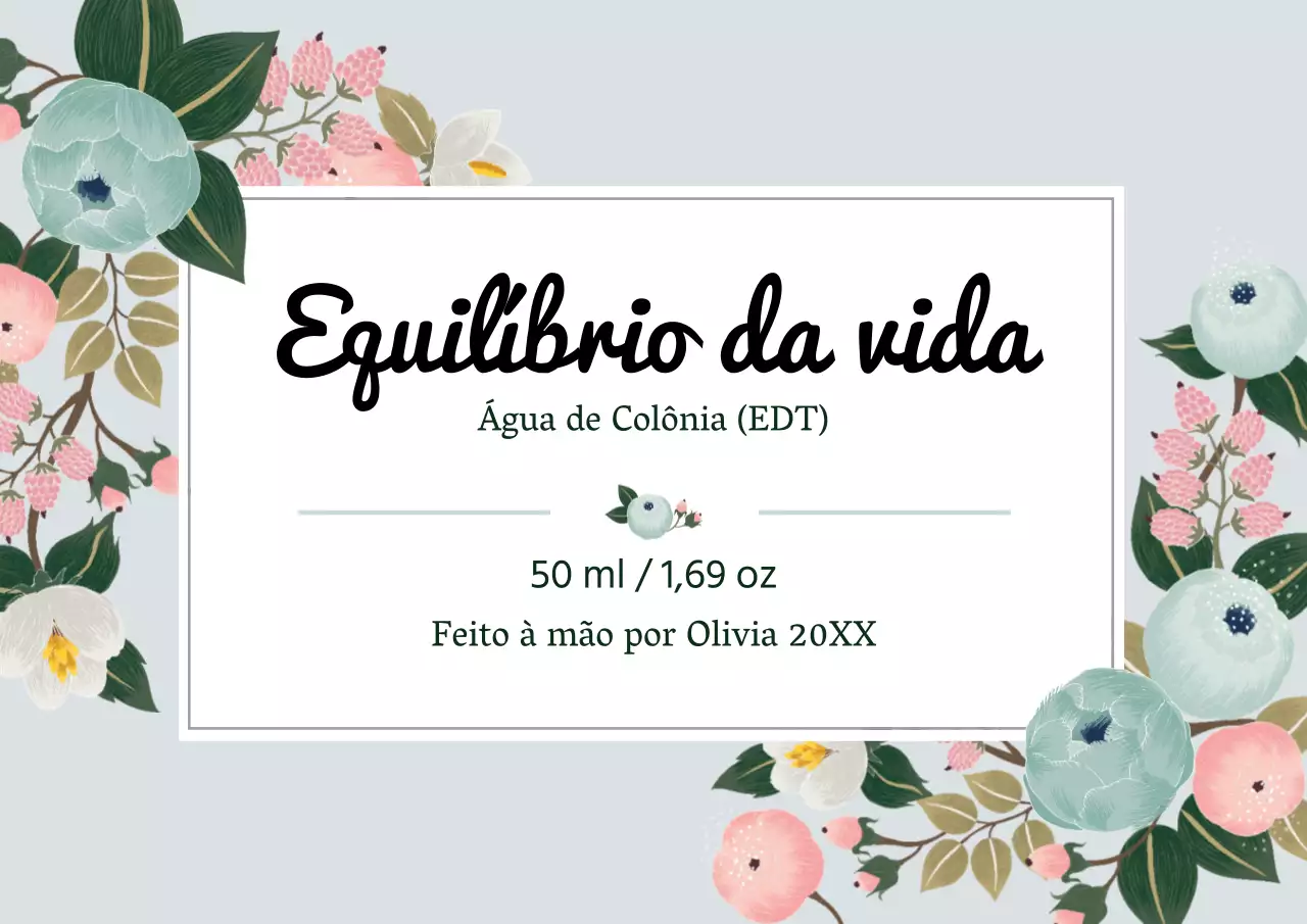 Rótulo de perfume vintage com ilustração azul