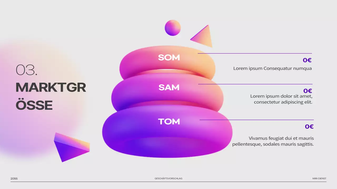 Pitchdeck aus lila 3D-Formverlaufsbildern