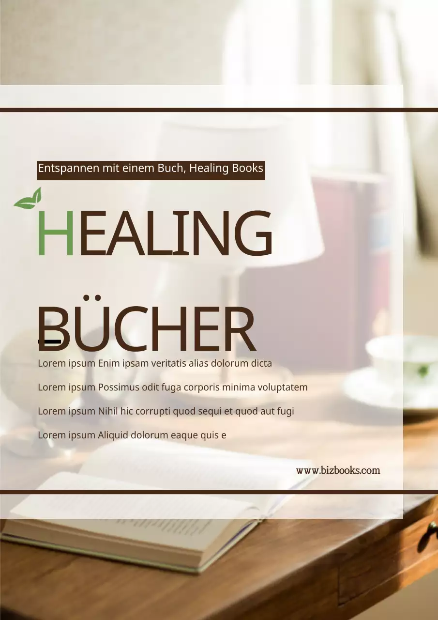 Fördern Sie ein emotionales Buchcafé mit einem beruhigenden braun-grünen Studienfoto