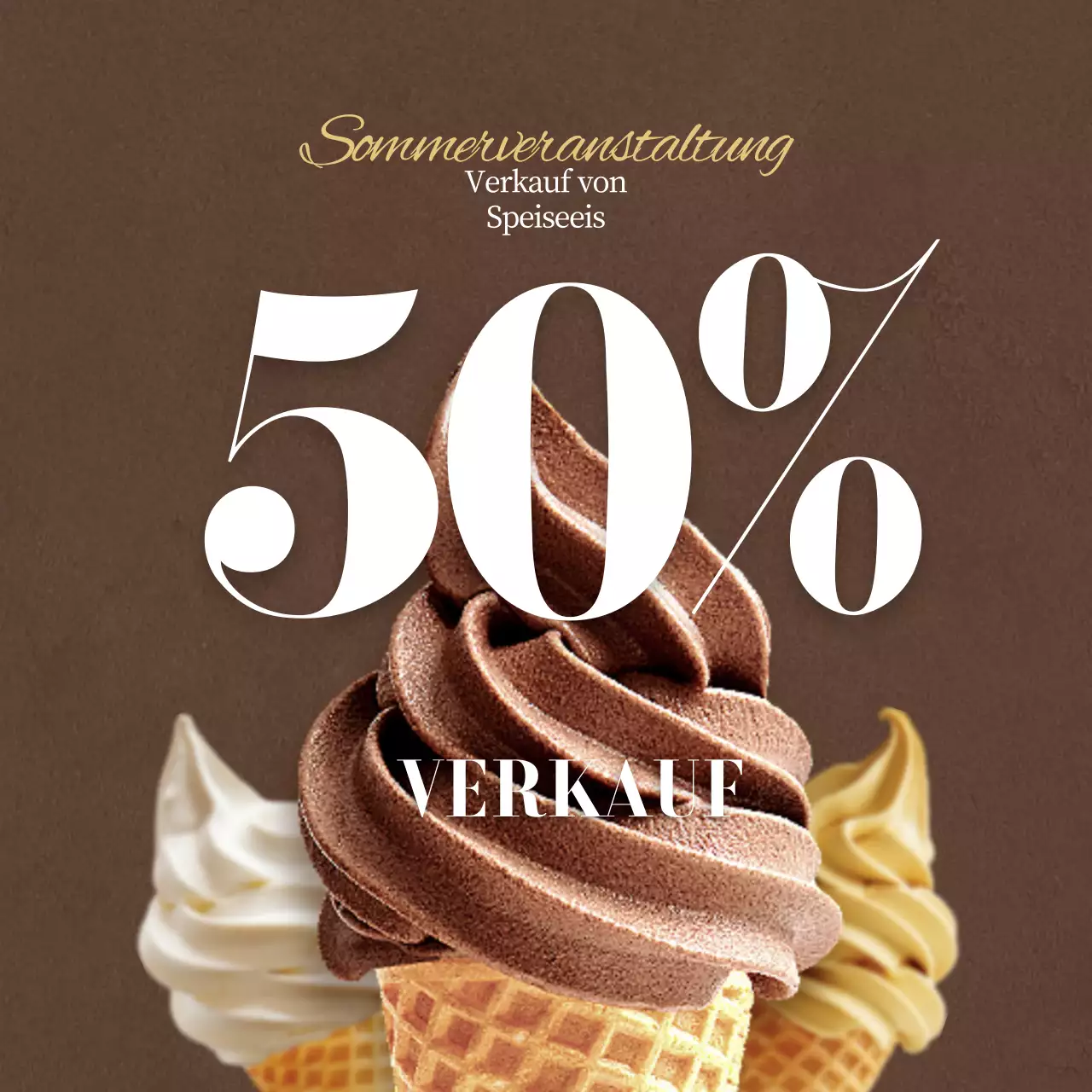 Eiscreme-Sommerschlussverkauf-Banner in Braun