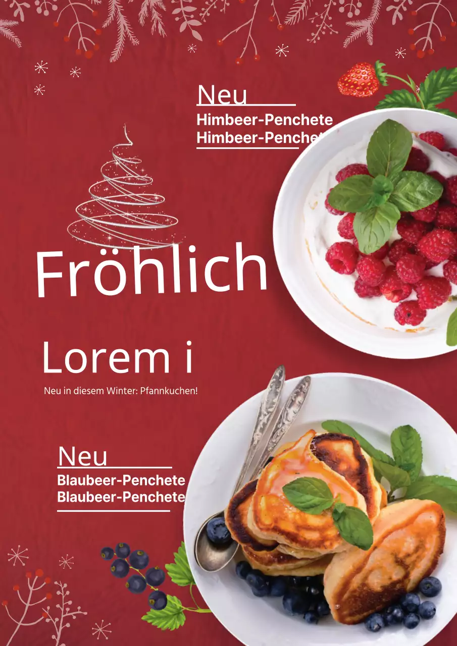 Rotes Weihnachtspfannkuchenmenü Einführung