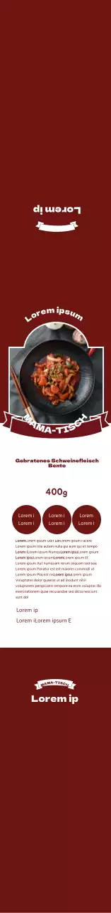 Roter Fotorahmen mit gebratenem Rindfleisch in Bento-Box